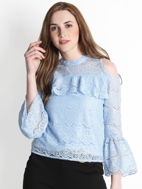 

Honey by Pantaloons Women Blue Self Design A-Line Top