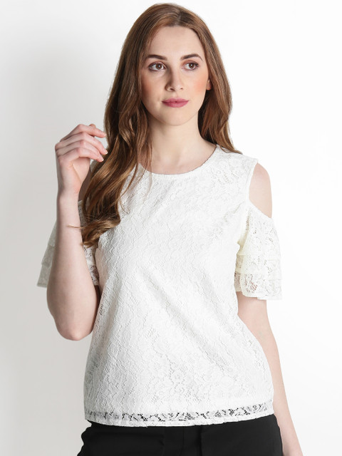 

Honey by Pantaloons Women Off-White Solid Lace Top