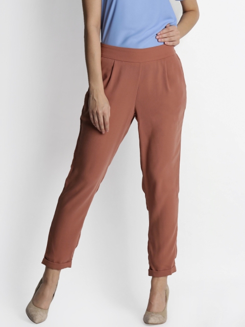 

Annabelle by Pantaloons Women Peach-Coloured Comfort Regular Fit Solid Regular Trousers