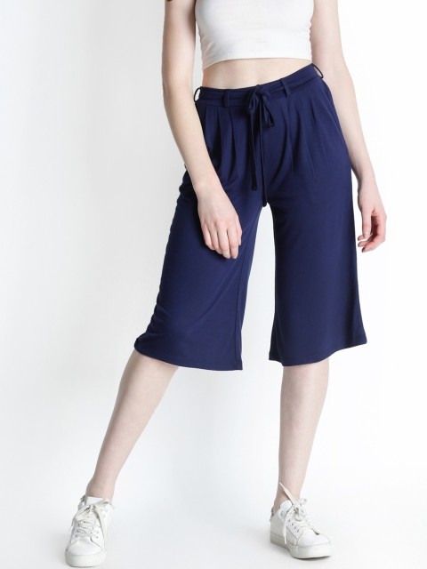 

Ajile by Pantaloons Women Navy Blue Solid Regular Fit Capris