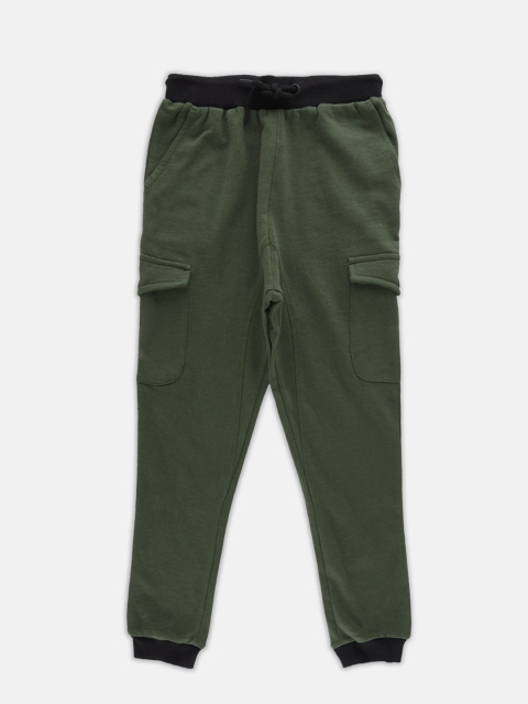 

CHALK by Pantaloons Boys Olive Green Relaxed Regular Fit Solid Cargo Style Joggers