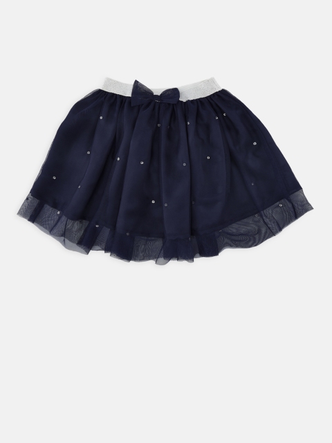 

CHALK by Pantaloons Girls Navy Net Flared Mini Skirt, Navy blue