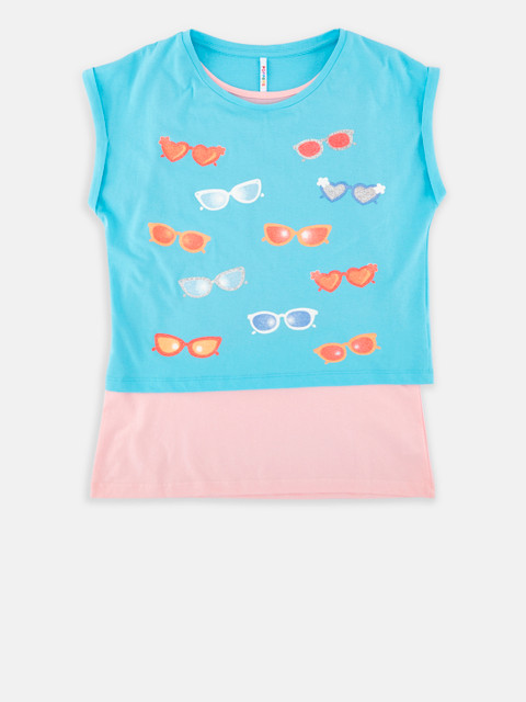 

POPPERS by Pantaloons Girls Blue Printed T-shirt