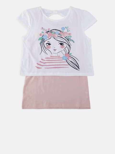 

POPPERS by Pantaloons Girls Off-White Printed Round Neck T-shirt