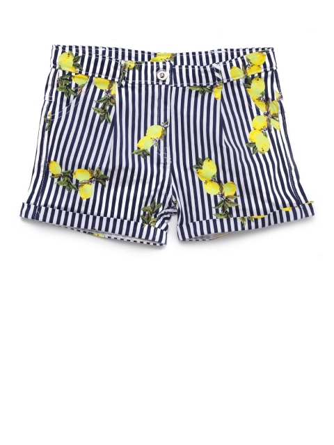 

Peppermint Girls Navy Blue Printed Regular Fit Regular Shorts