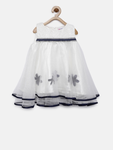 

Peppermint Girls Off-White Embellished Fit and Flare Dress