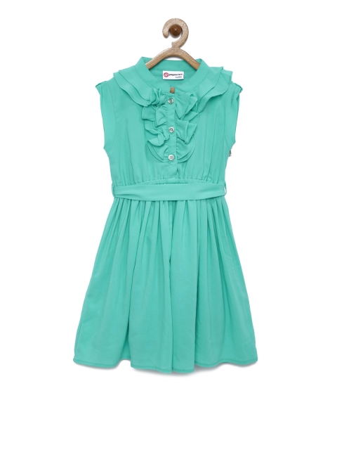 

Peppermint Girls Sea Green Solid Fit & Flare Dress