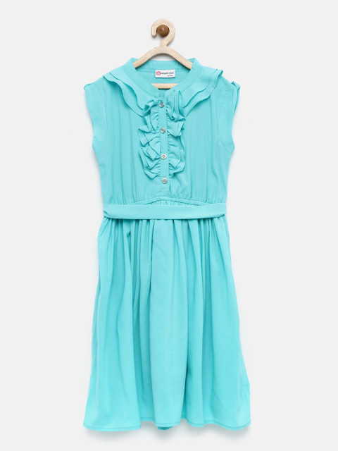 

Peppermint Girls Sea Green Solid A-Line Dress