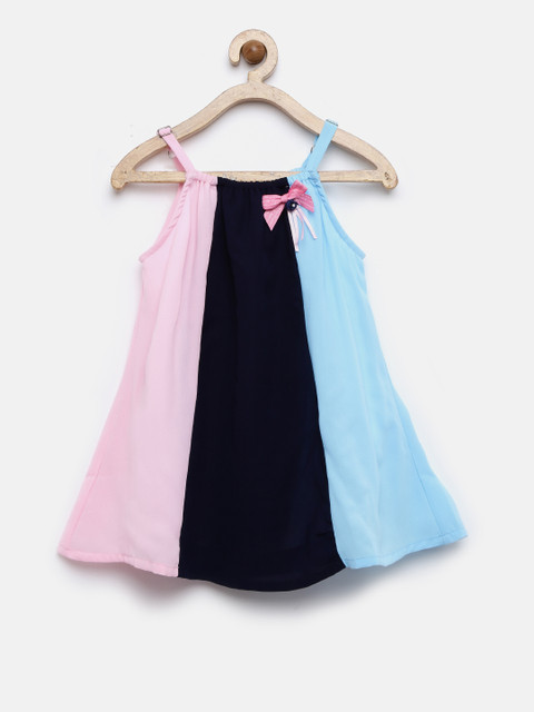 

Peppermint Girls Pink Colourblocked A-Line Dress