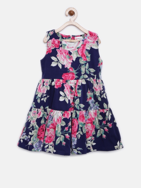 

Peppermint Girls Navy Blue Printed A-Line Dress