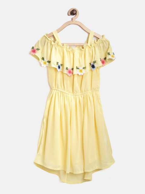 

Peppermint Girls Yellow Solid Fit & Flare Dress