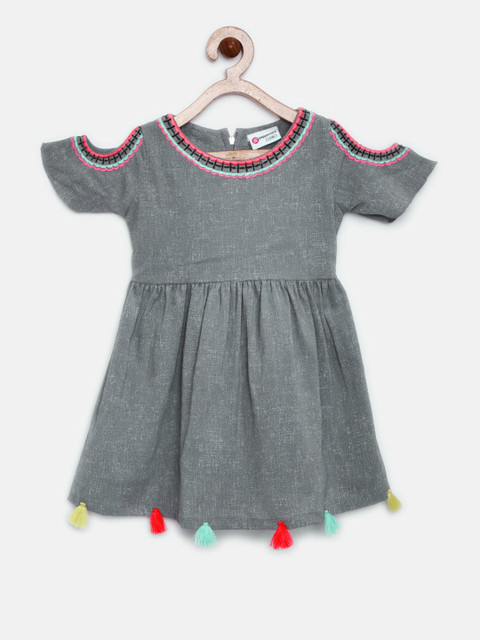 

Peppermint Girls Grey Solid A-Line Dress