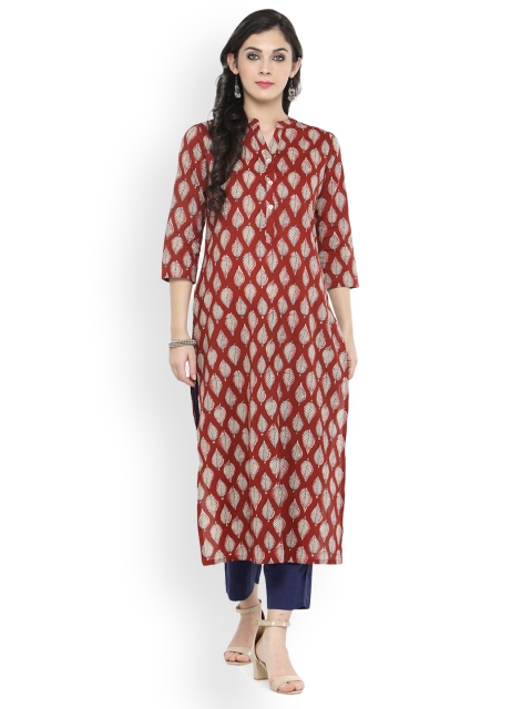 

Varanga Women Red Printed Straight Kurta