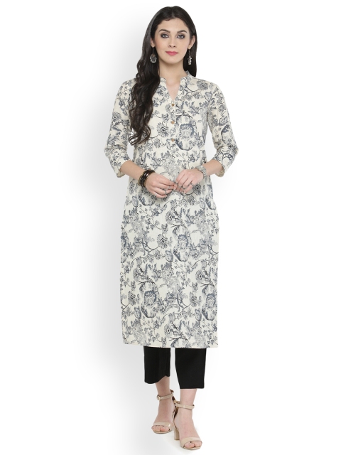 

Varanga Off-White Printed Straight Kurta