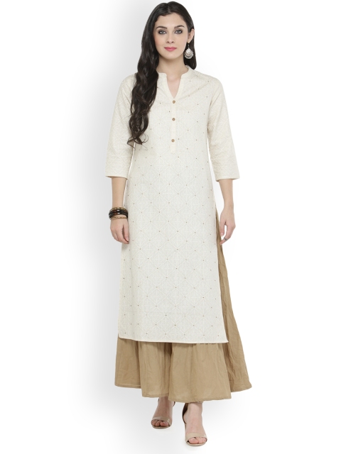 

Varanga Women Off-White Printed Straight Kurta