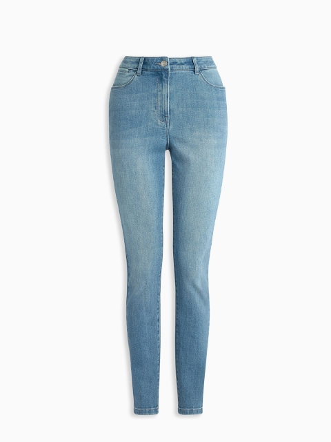 

next Women Blue Skinny Fit High-Rise Clean Look Stretchable Jeans