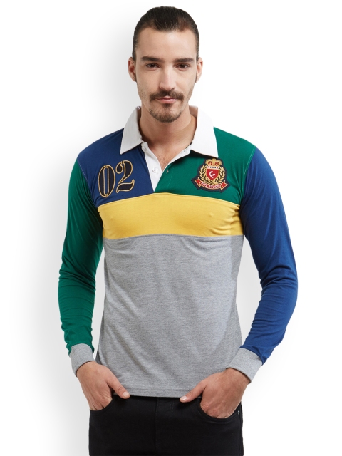 

FiTZ Men Grey Colourblocked Polo Collar T-shirt