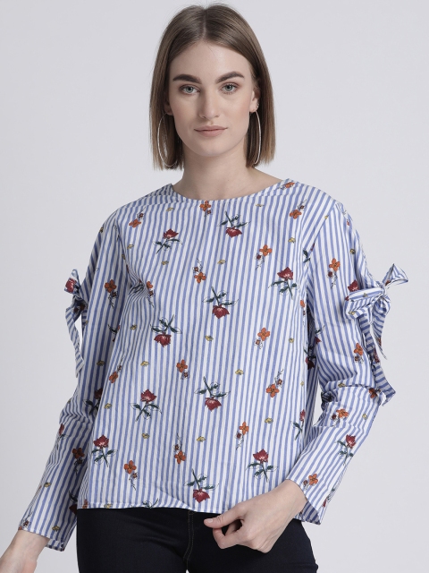 

Splash Women Blue & White Striped Pure Cotton Top