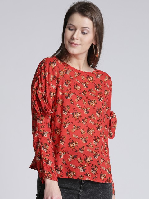 

Splash Women Orange Floral Print Top