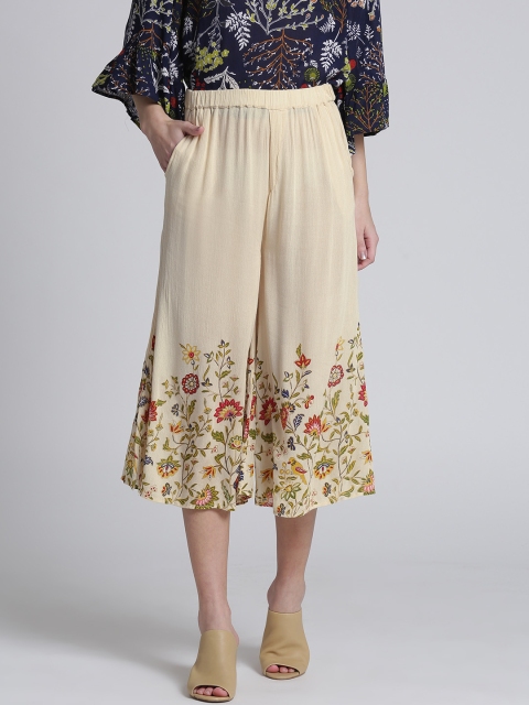 

Splash Women Cream-Coloured Floral Print Culottes
