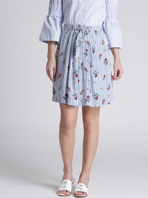 

Splash Blue & White Striped A-Line Skirt