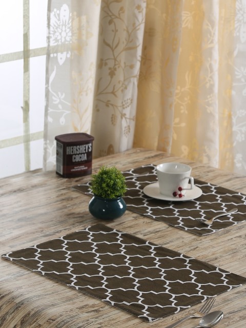 

RANGRAGE Set of 6 Brown & White Printed & Handcrafted Tablemats