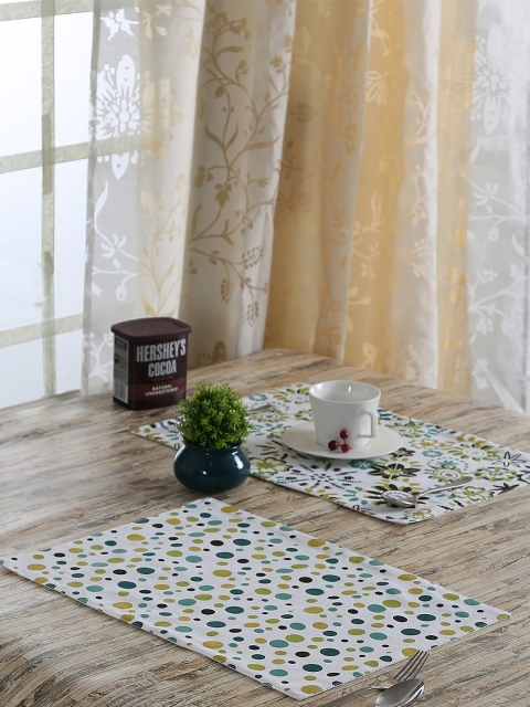 

RANGRAGE Set of 6 Green & White Printed & Handcrafted Tablemats