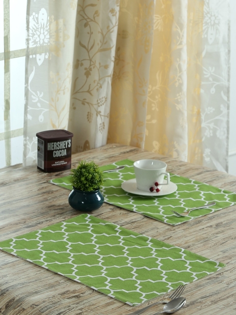 

RANGRAGE Set of 6 Green & White Printed & Handcrafted Tablemats
