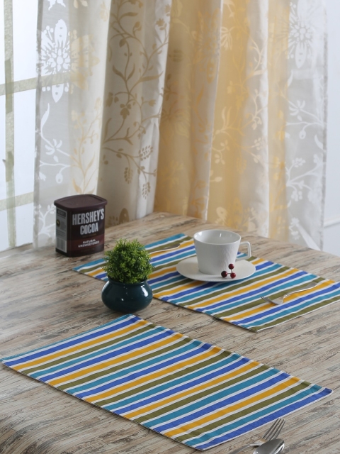 

RANGRAGE Set Of 6 Yellow & Blue Printed & Handcrafted Tablemats