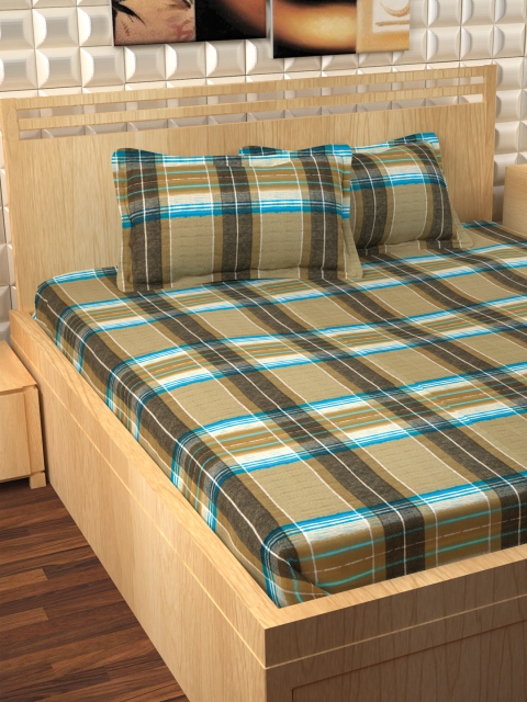 

Story@home Unisex Green Striped Flat 300 TC Cotton 1 King Bedsheet with 2 Pillow Covers