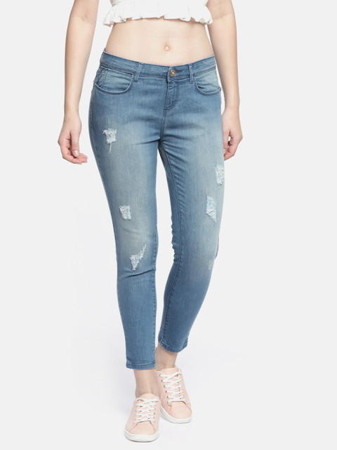 

Jealous 21 Women Blue Skinny Fit Mid-Rise Mildly Distressed Stretchable Jeans