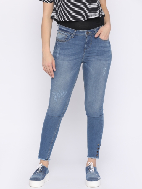 

Jealous 21 Women Blue Skinny Fit Mid-Rise Mildly Distressed Stretchable Jeans