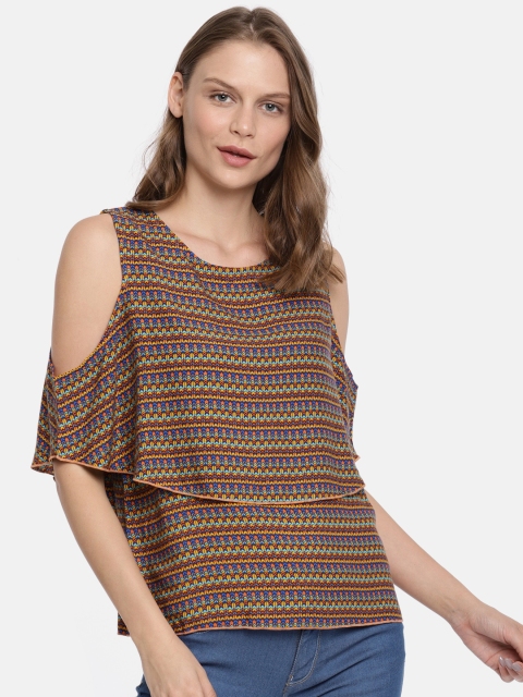 

Jealous 21 Women Multicoloured Printed Cold-Shoulder Top, Multi