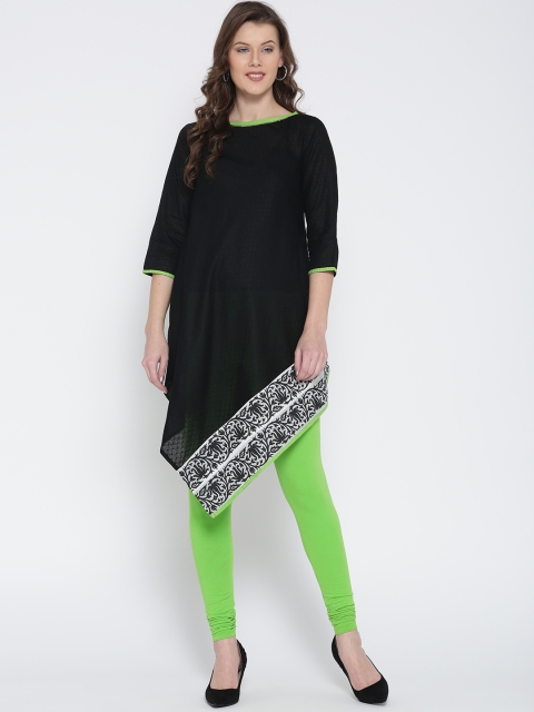 

Jashn Black Woven Design Tunic with Asymmetric Hem