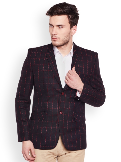 

Wintage Black Checked Single-Breasted Tailored Fit Formal Blazer