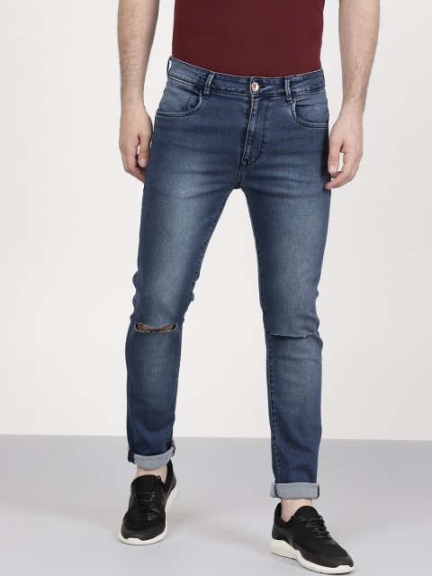 

ether Men Blue Skinny Fit Mid-Rise Slash Knee Stretchable Jeans