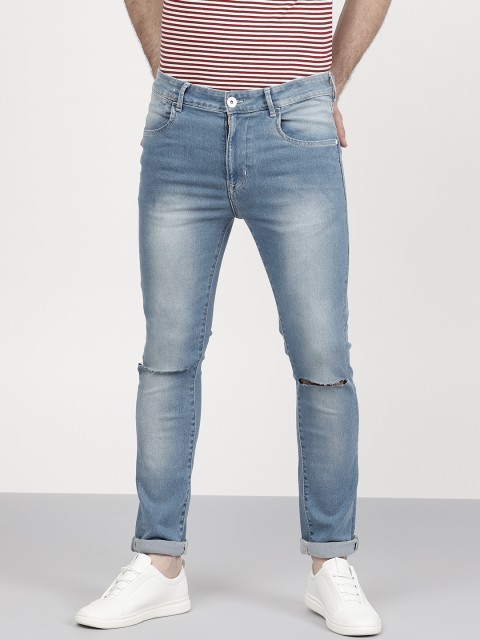 

ether Men Blue Skinny Fit Mid-Rise Slash Knee Stretchable Jeans