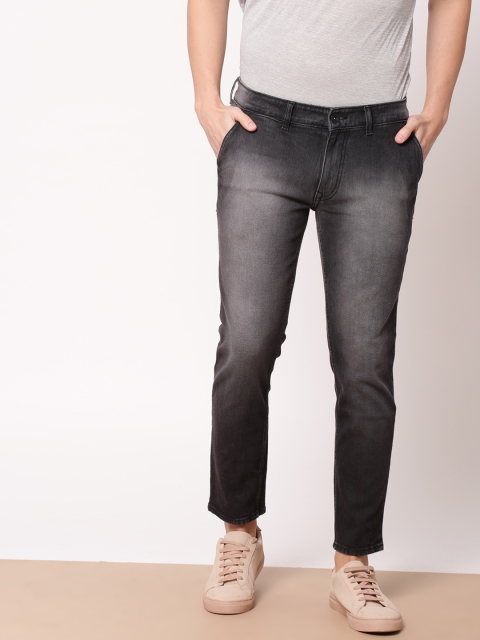 

ether Men Black Regular Fit Mid-Rise Clean Look Stretchable Cropped Jeans