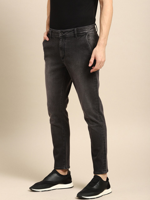 

ether Men Black Regular Fit Mid-Rise Clean Look Stretchable Ankle-Length Jeans