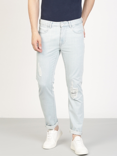 

ether Men Blue Slim Fit Mid-Rise Mildly Distressed Jeans