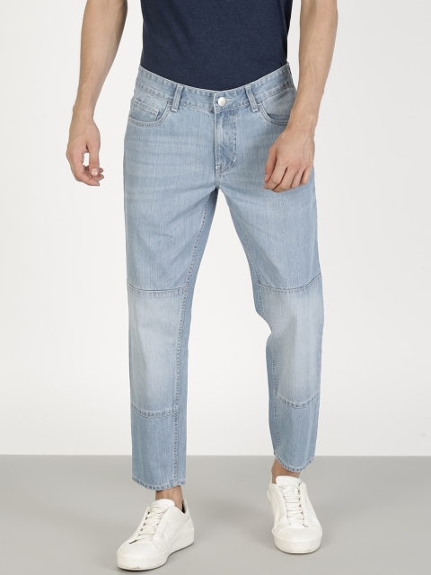 

ether Men Blue Carrot Cropped Mid-Rise Clean Look Jeans