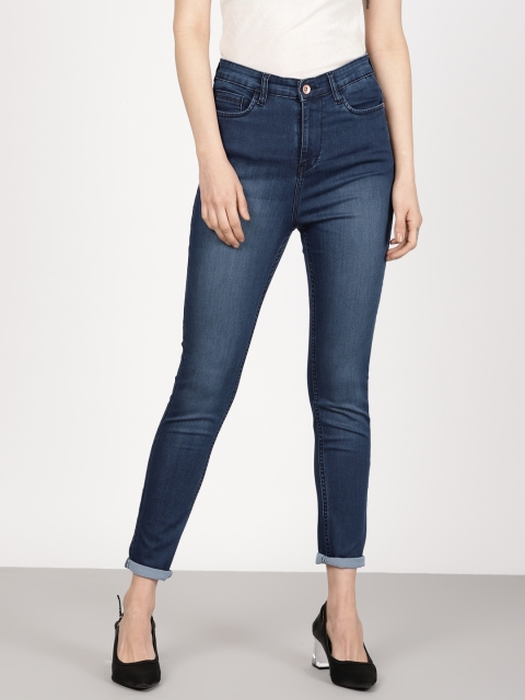 

ether Women Blue Slim Fit Mid-Rise Clean Look Cropped Stretchable Jeans