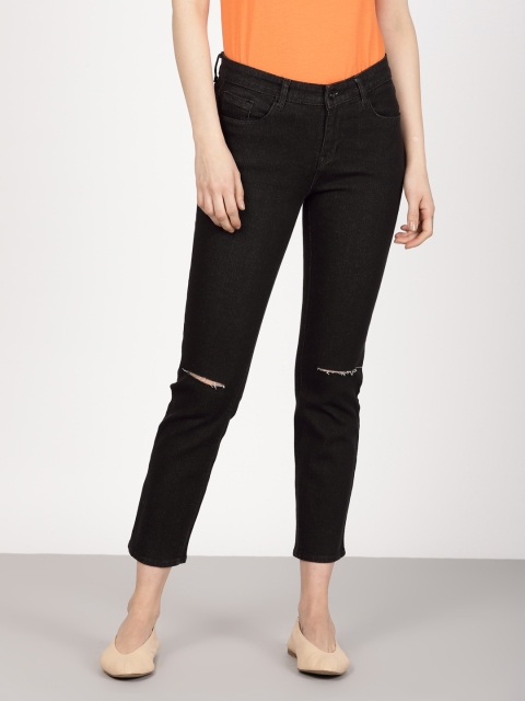 

ether Women Black Slim Fit Mid-Rise Clean Look Stretchable Jeans