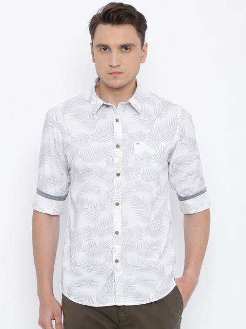 

Lee Cooper Men White & Grey Regular Fit Printed Casual Shirt