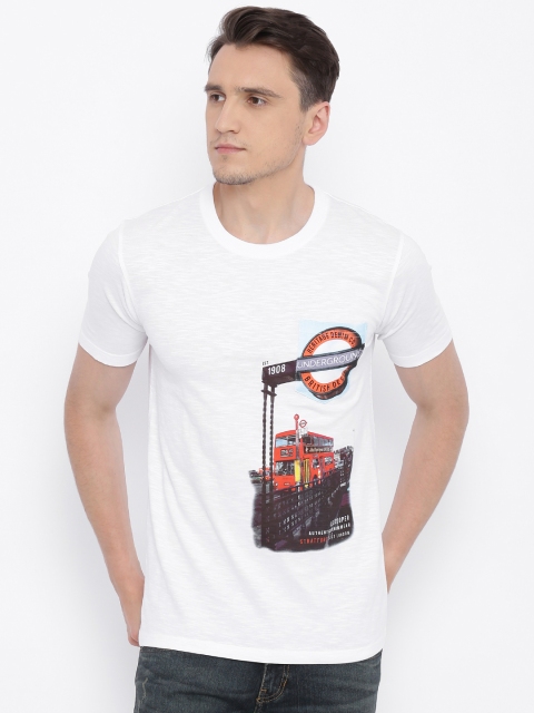 

Lee Cooper Men White Printed Round Neck Pure Cotton T-shirt