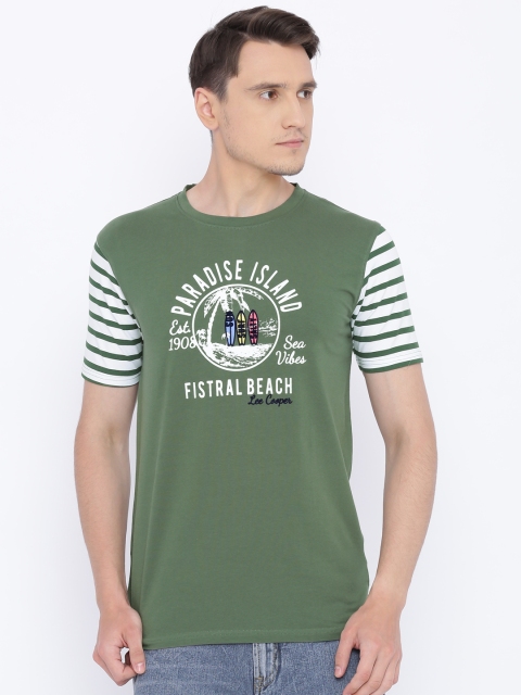 

Lee Cooper Men Green Solid Round Neck T-Shirt