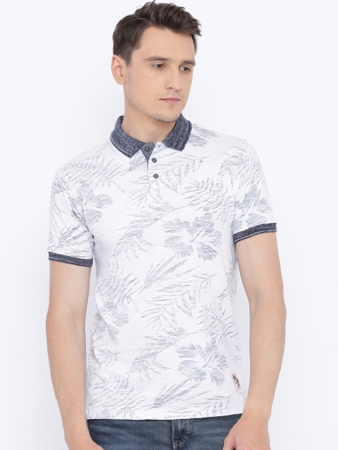 

Lee Cooper Men White & Grey Printed Polo Collar T-shirt