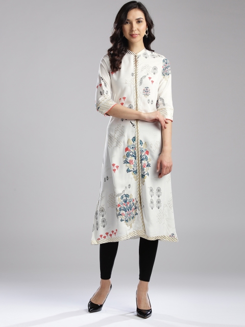 

W Women White Printed A-Line Kurta