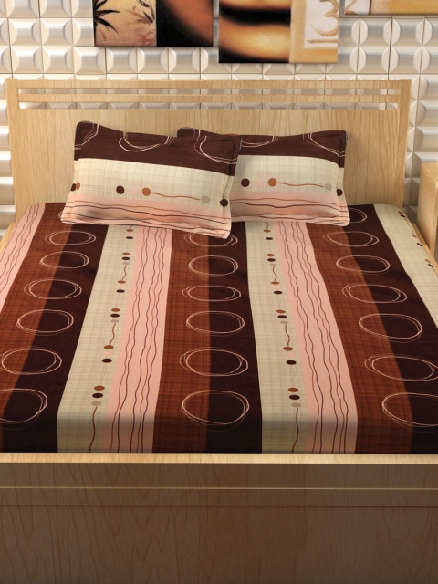 

Story@home Brown & Beige Abstract Flat 300 TC Cotton 1 Extra Large Bedsheet with 2 Pillow Covers