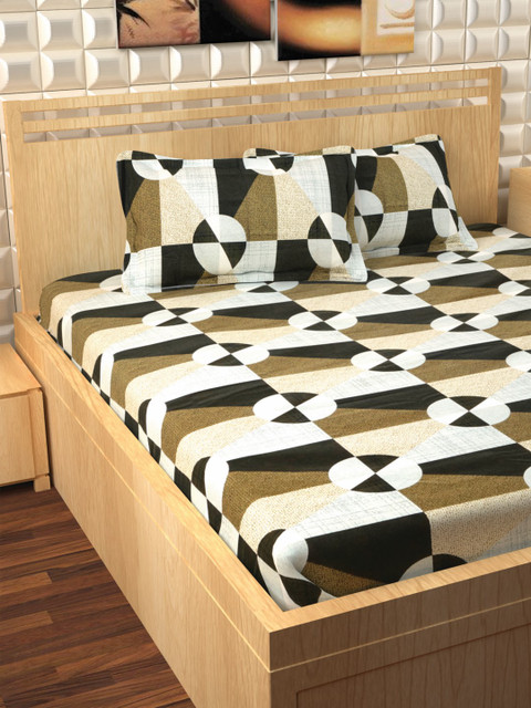 

Story@home Green Geometric Flat 300 TC Cotton 1 King Bedsheet with 2 Pillow Covers
